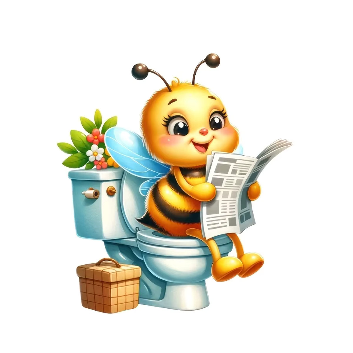 Selbstklebender Toilettensitz-Aufkleber Bee Reading Zeitung mit Tiermotiv für Badezimmer und Duschraum, mehrfarbig - Bild 6