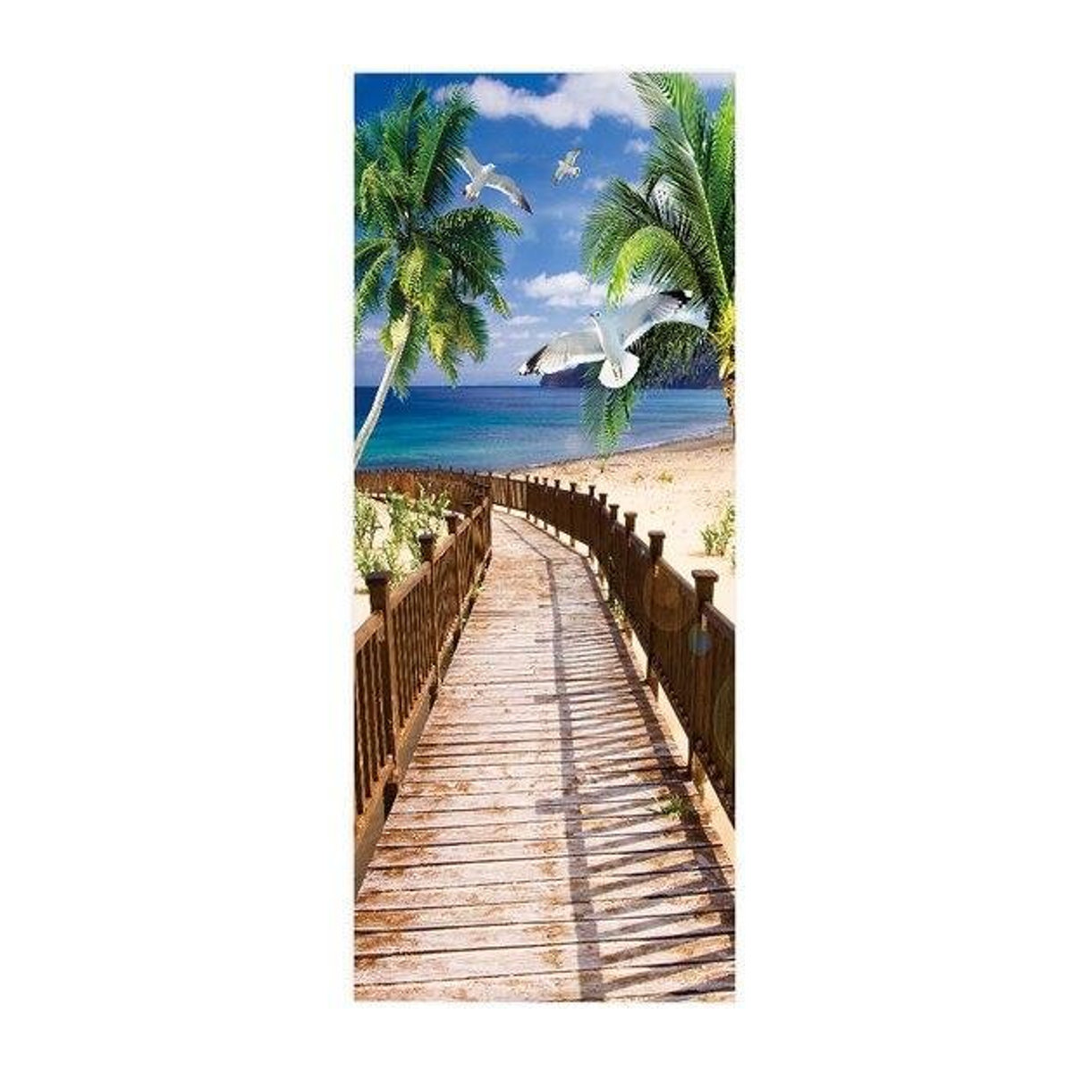 Selbstklebender Türaufkleber Sticker House mit Strand-Motiv, wasserdichte Türtapete aus PVC, mehrfarbig, Breite: 50 cm, Höhe: 125 cm - Bild 1