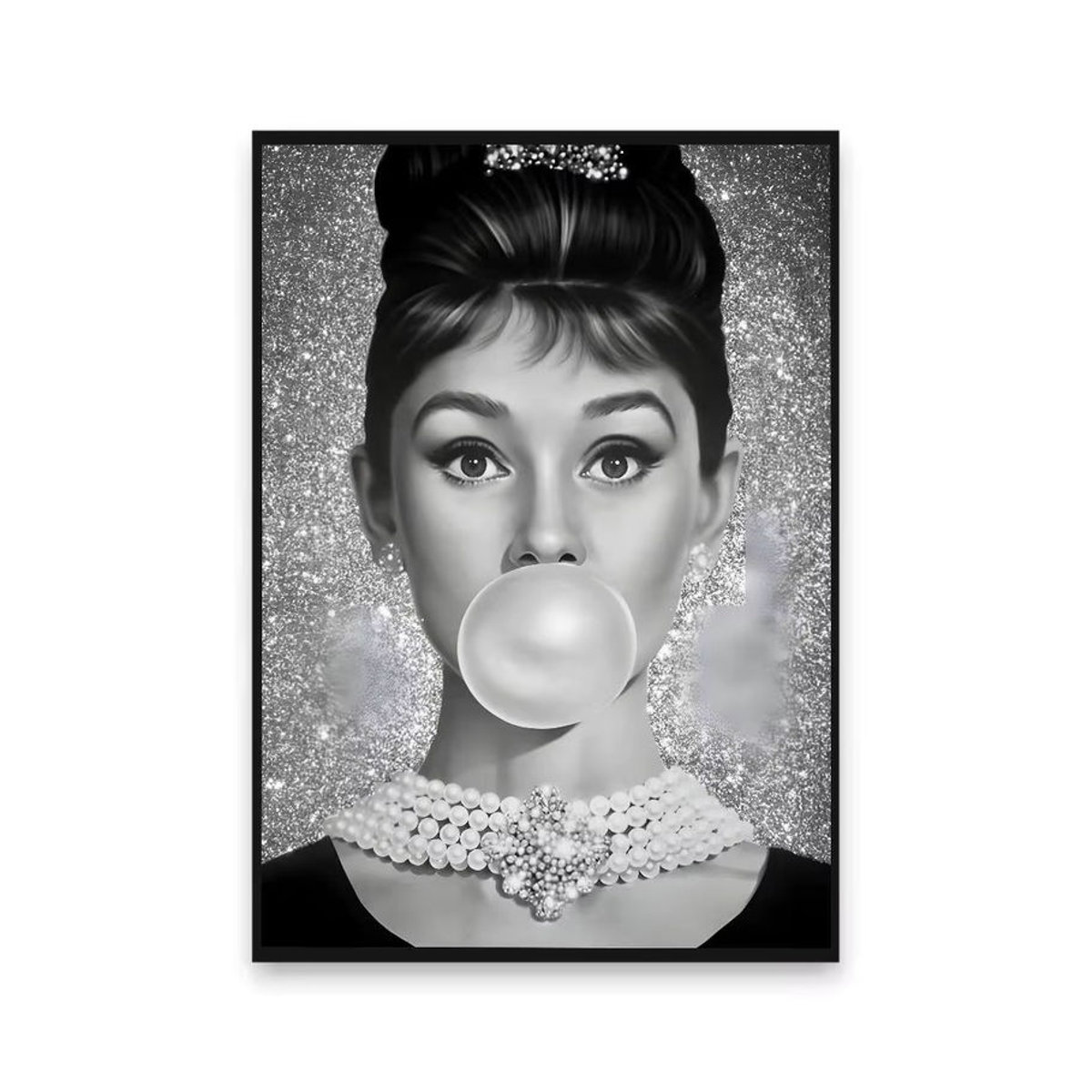 Selbstklebender Vintage Wandsticker Audrey Hepburn in Schwarz, Rechteckiges Wandposter für Wohnzimmer und Bar, B: 20 cm, H: 15 cm - Bild 7