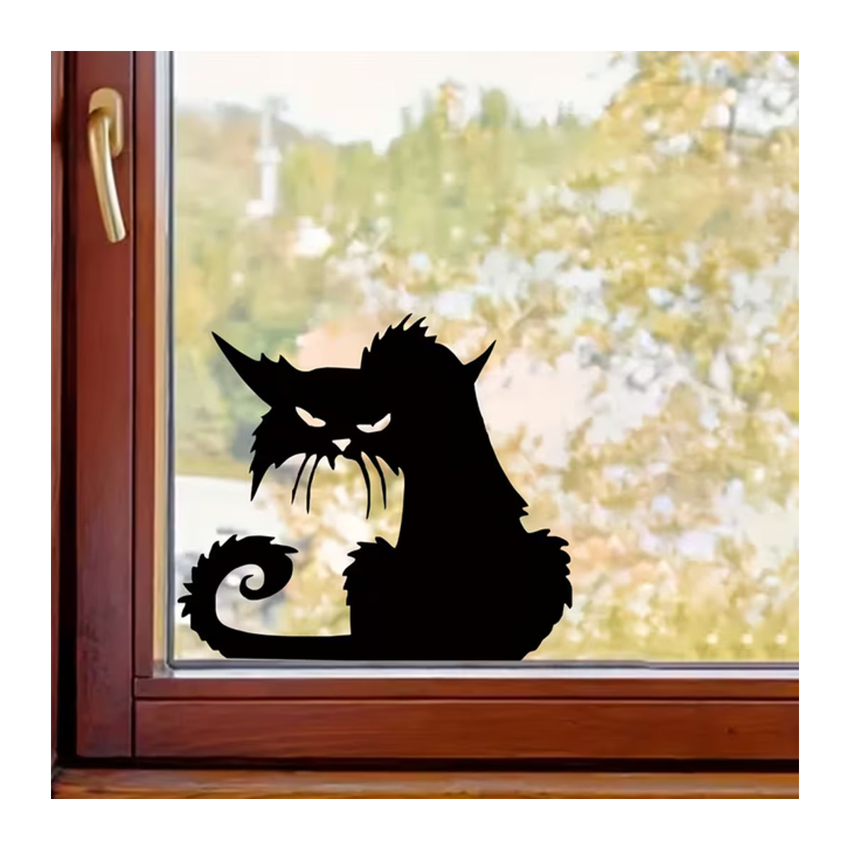 Selbstklebender Vinyl-Aufkleber für Fenster und Wände mit schwarzer Katzensilhouette, Breite: 13,5 cm, Höhe: 15 cm, Tiefe: 15 cm - Bild 1