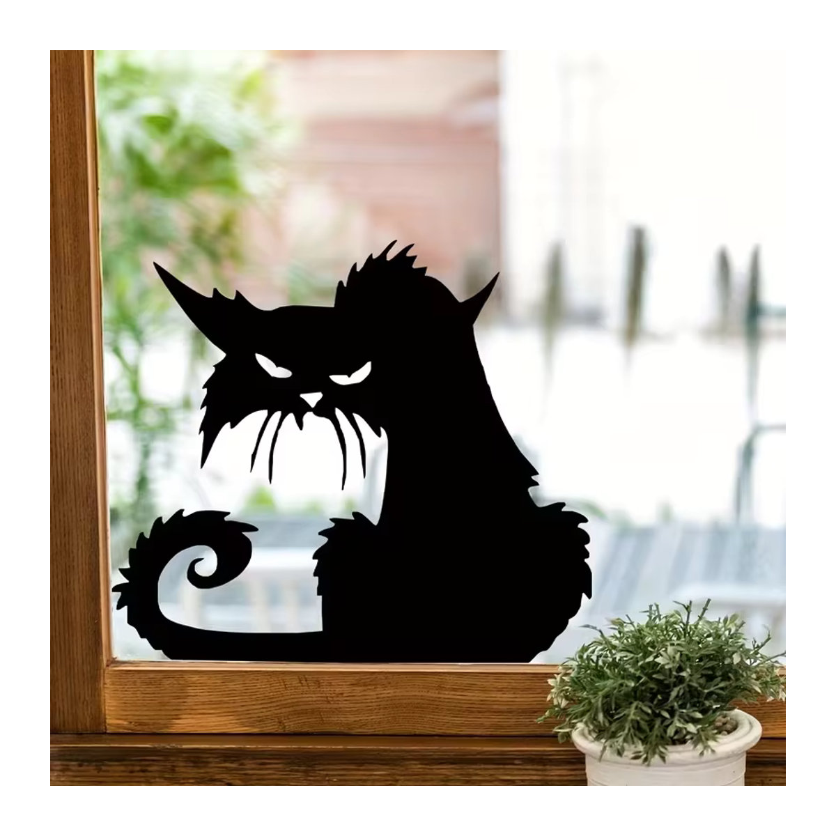 Selbstklebender Vinyl-Aufkleber für Fenster und Wände mit schwarzer Katzensilhouette, Breite: 13,5 cm, Höhe: 15 cm, Tiefe: 15 cm - Bild 2