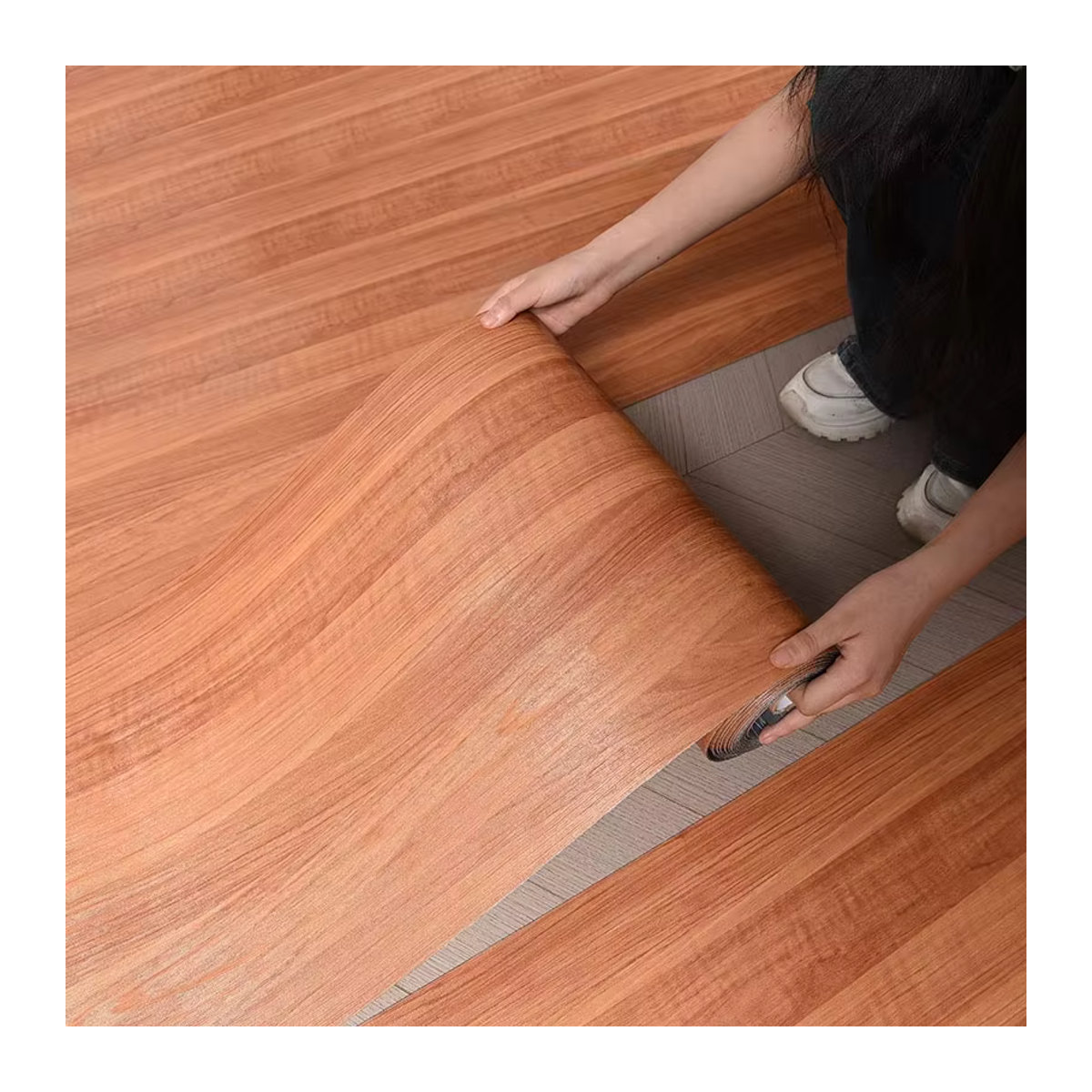 Selbstklebender Vinyl-Möbelwandaufkleber von ctzsoop in Braun, wasserdichte Tapete für Schrank und Boden, Breite: 40 cm - Bild 1