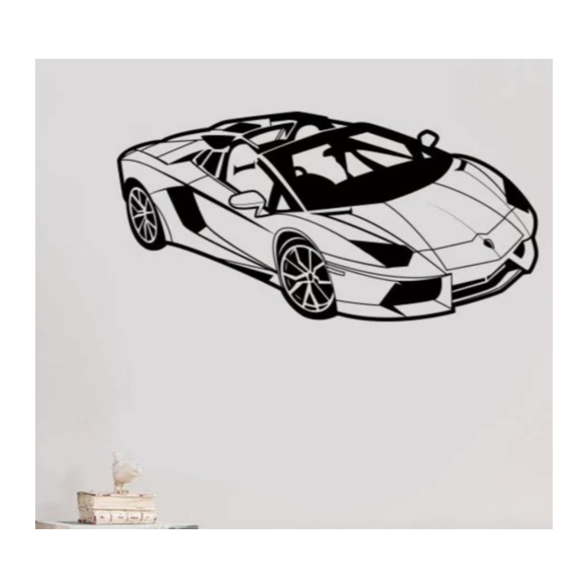 Selbstklebender Vinyl Wandaufkleber Sportwagen Design in Orange und Schwarz für Schlafzimmer und Wohnzimmer - Bild 1