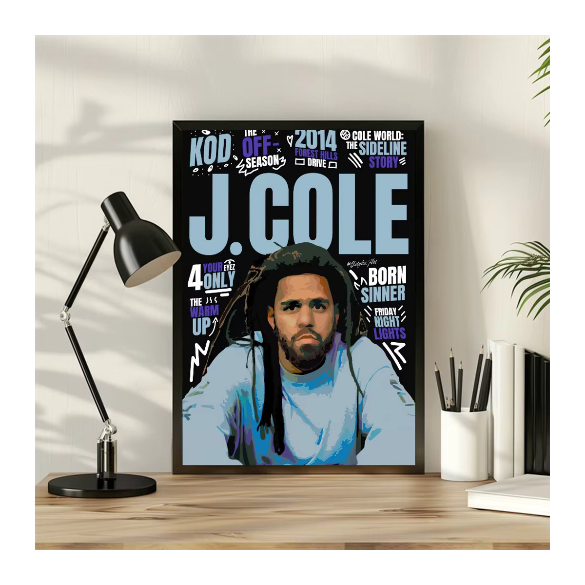 Selbstklebender Wandaufkleber J-J C-Cole Poster Druck für dein Schlafzimmer, Büro oder Wohnzimmer in Mehrfarbig - Bild 3