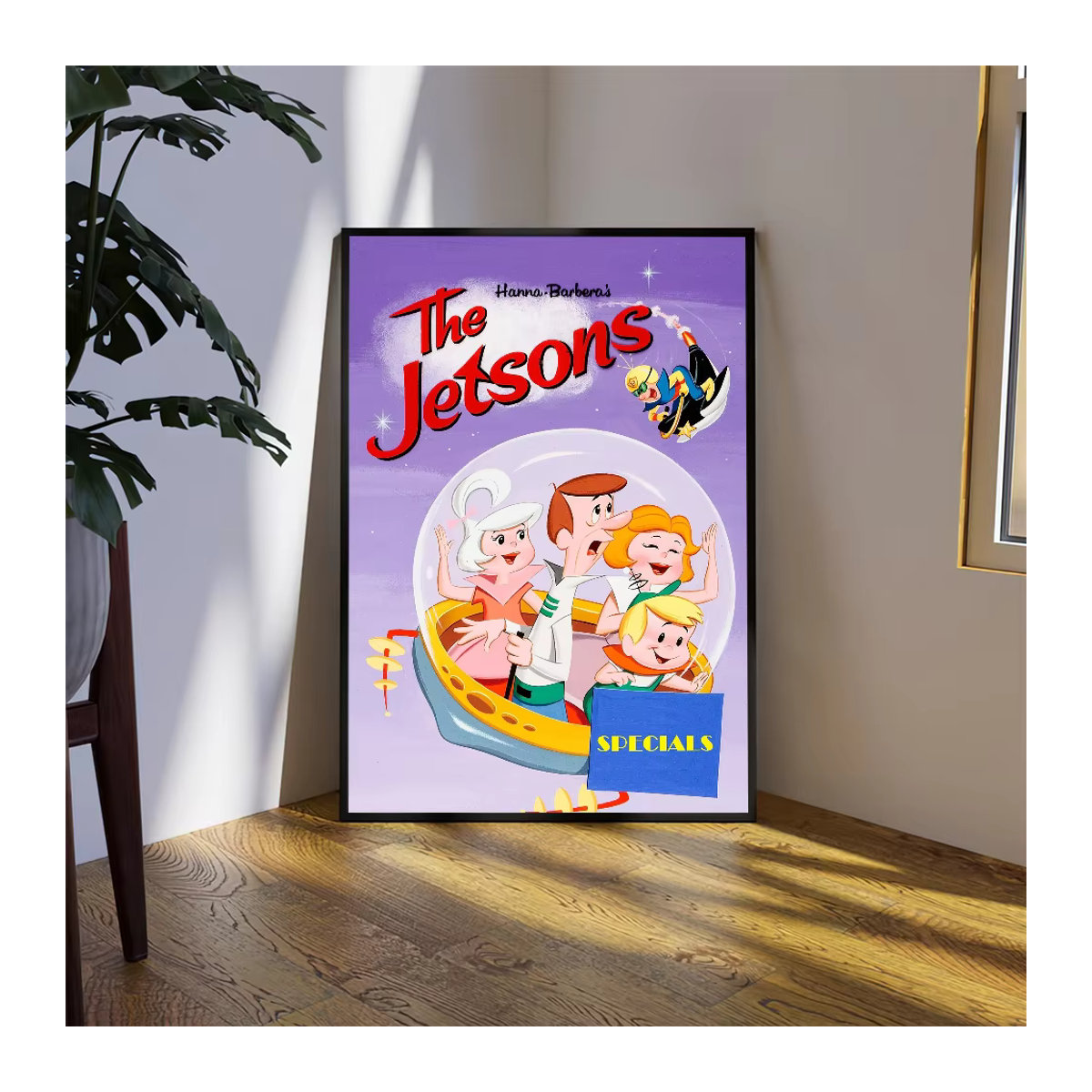 Selbstklebender Wandaufkleber mit Cartoon Die Jetsons Motiv in Mehrfarbig, Rechteckig, Mid-Century Stil zur Dekoration von Schlafzimmer, Wohnzimmer oder Büro - Bild 1
