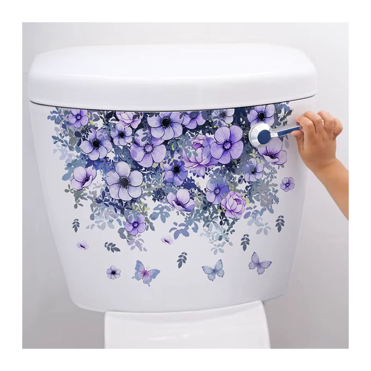 Selbstklebender Wandaufkleber mit floralem Blumenmuster in Lila zur Wanddekoration für Wohnzimmer, Badezimmer und Schrank - Bild 5
