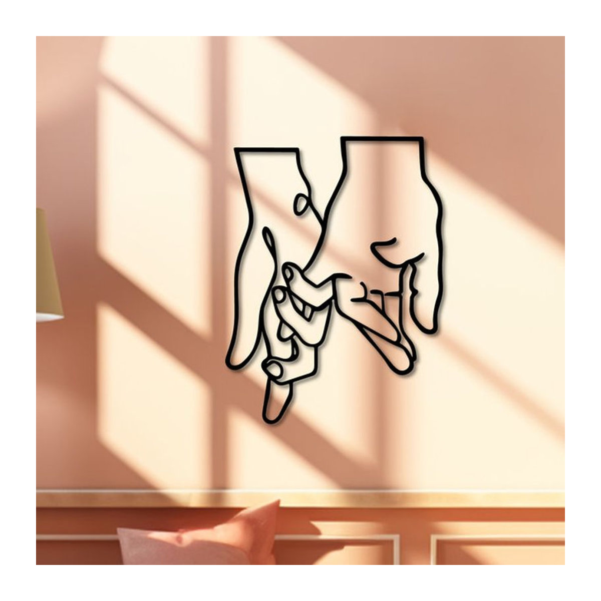Selbstklebender Wandaufkleber Paare halten die Hände in Schwarz für Valentinstag und minimalistische Dekoration - Bild 1