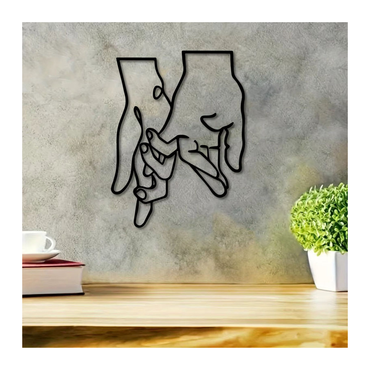 Selbstklebender Wandaufkleber Paare halten die Hände in Schwarz für Valentinstag und minimalistische Dekoration - Bild 2