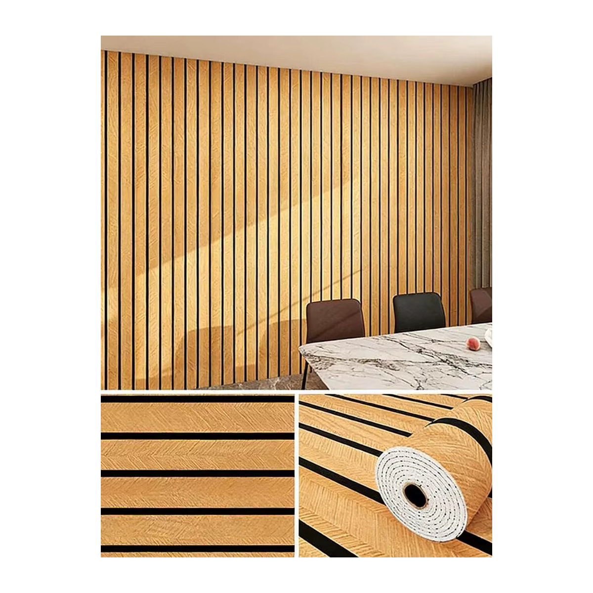 Selbstklebender Wandaufkleber von ctzsoop aus verdichtetem PVC in Braun mit Streifenmuster, Breite: 40 cm - Bild 7