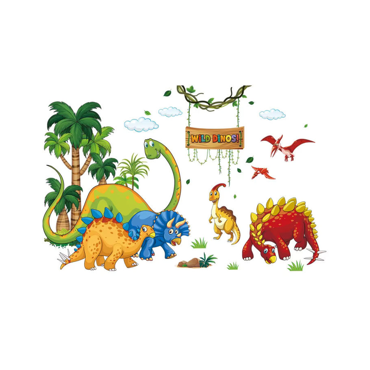 Selbstklebender Wandtattoo mit Dinosauriern, Buchstaben und Waldtieren in Mehrfarbig für Kinderzimmer, Wohnzimmer und Schlafzimmer - Bild 5