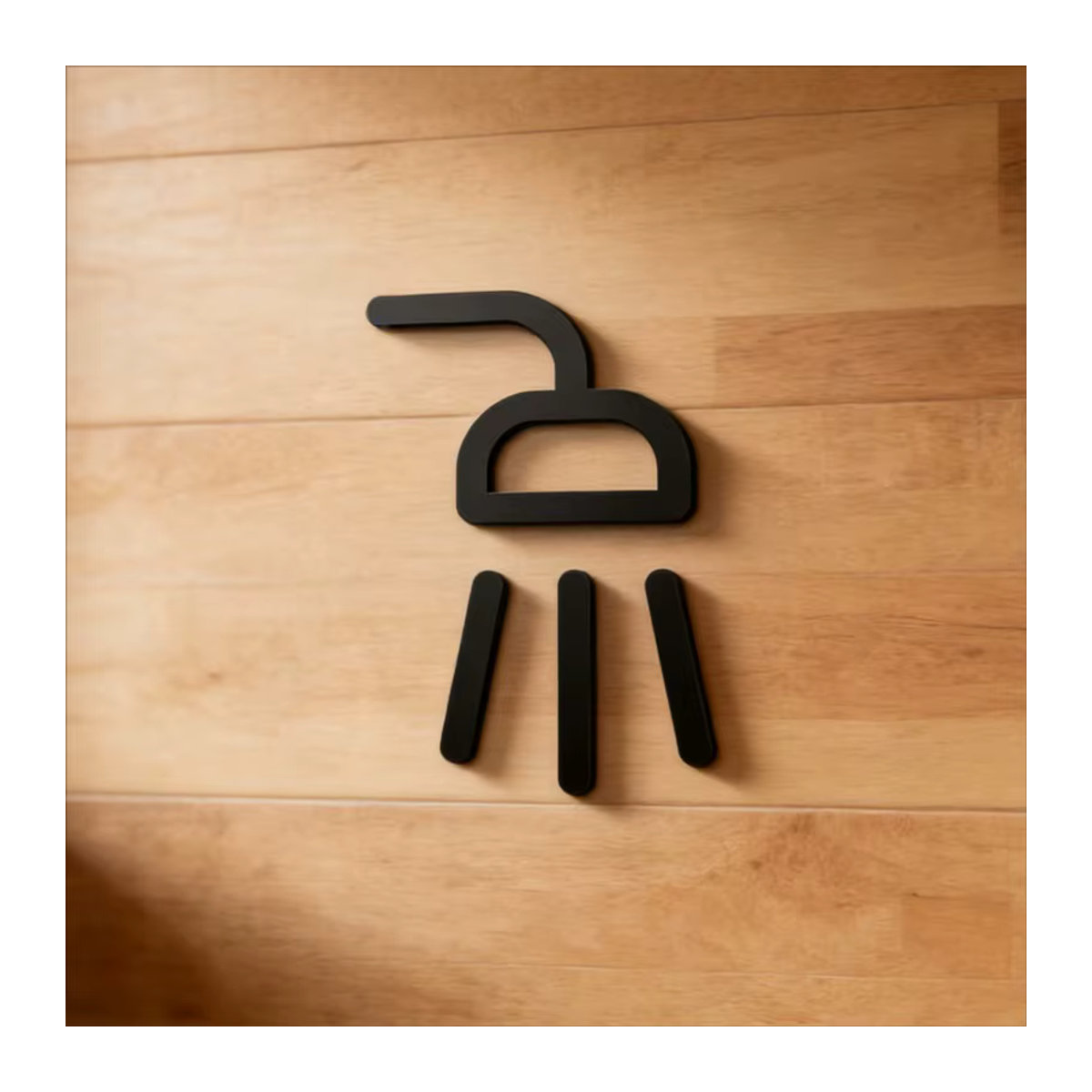 Selbstklebendes 3D-Acryl-Duschraum-Schild von CIFBUY in Schwarz mit Metall-Optik und minimalistischem Design - Bild 2