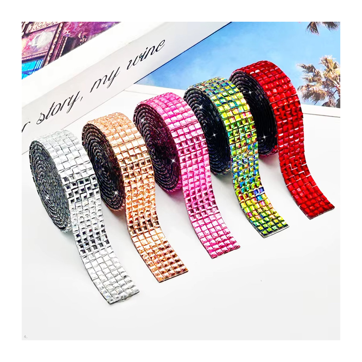 Selbstklebendes Aprille Kristallglas-Strass-Aufkleberband in Silber und Transparent für DIY-Kunsthandwerk und Dekoration - Bild 3