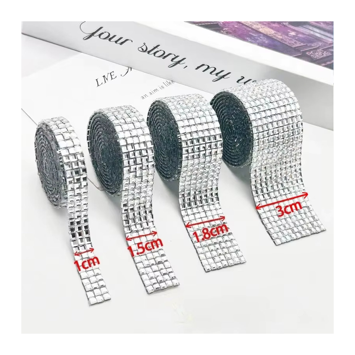 Selbstklebendes Aprille Kristallglas-Strass-Aufkleberband in Silber und Transparent für DIY-Kunsthandwerk und Dekoration - Bild 6