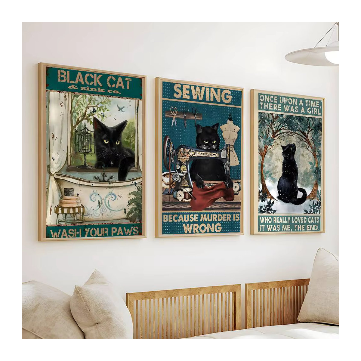Selbstklebendes Katzen-Poster in Schwarz als wasserfestes Wandbild im Vintage-Stil für deine Raumdekoration - Bild 5