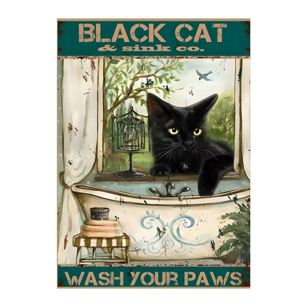 Selbstklebendes Katzen-Poster in Schwarz als wasserfestes Wandbild im Vintage-Stil für deine Raumdekoration - Bild 7