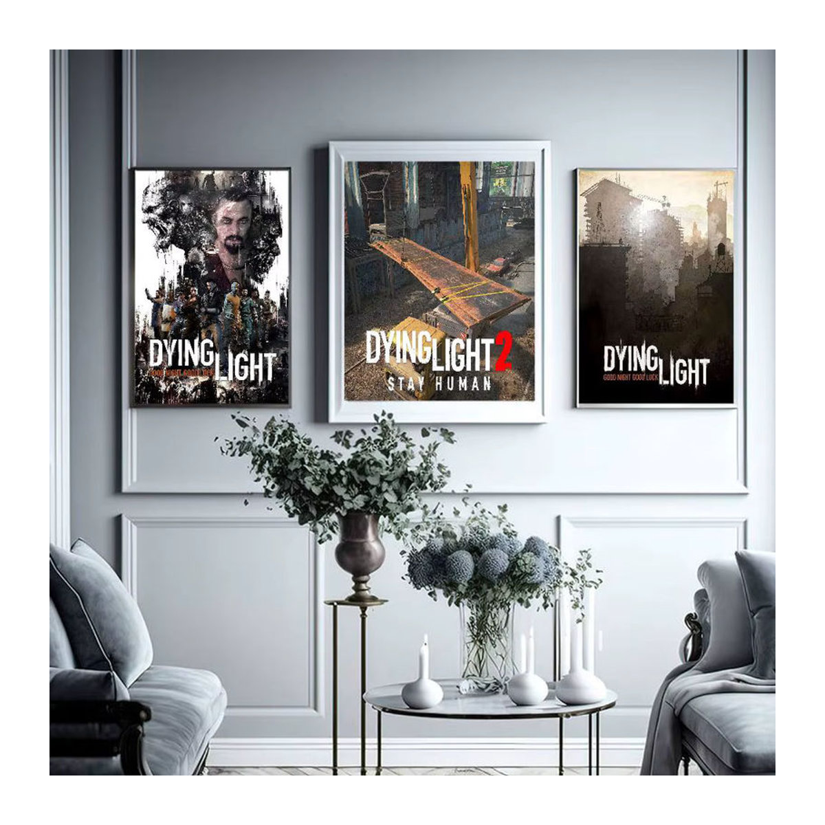 Selbstklebendes Kunstposter Dying Light Whitepaper Druck Wandmalerei in Weiß und Mehrfarbig - Bild 2