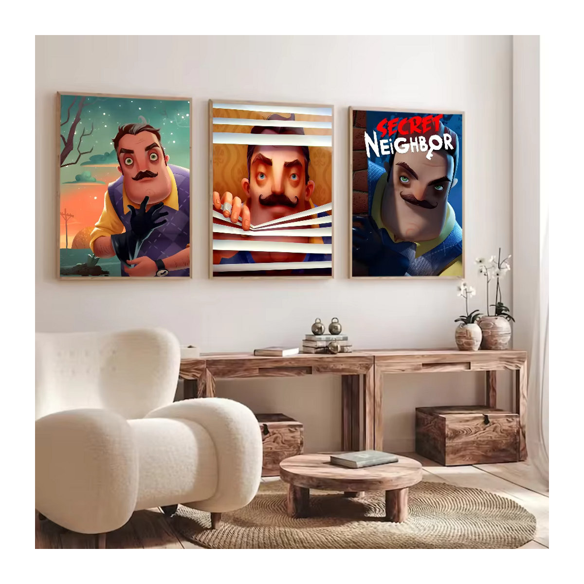 Selbstklebendes Kunstposter Hallo Nachbar 2 im Hochformat, mehrfarbiges Wandbild aus Papier für die Wandmontage - Bild 2