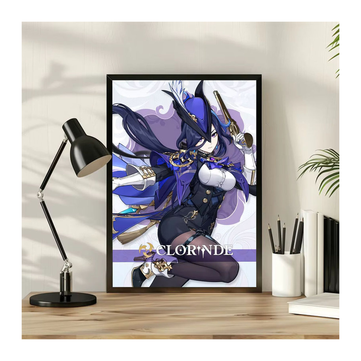 Selbstklebendes Wandposter Genshin Impact mit Motiv von Clorinde für die Dekoration von Schlafzimmer, Büro und Wohnzimmer, mehrfarbig - Bild 2