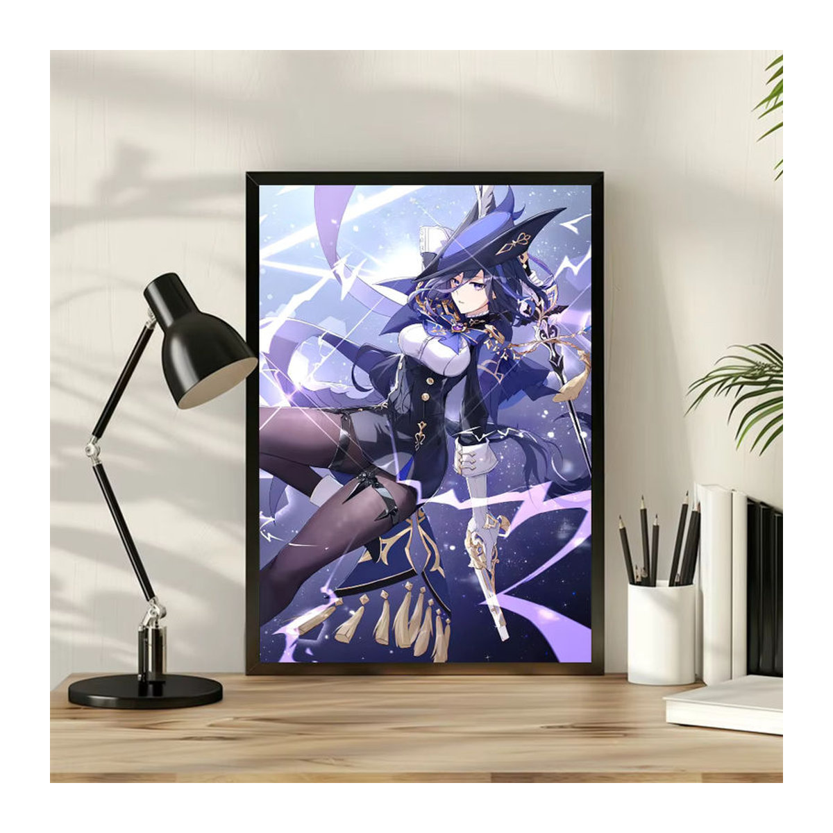 Selbstklebendes Wandposter Genshin Impact mit Motiv von Clorinde für die Dekoration von Schlafzimmer, Büro und Wohnzimmer, mehrfarbig - Bild 3