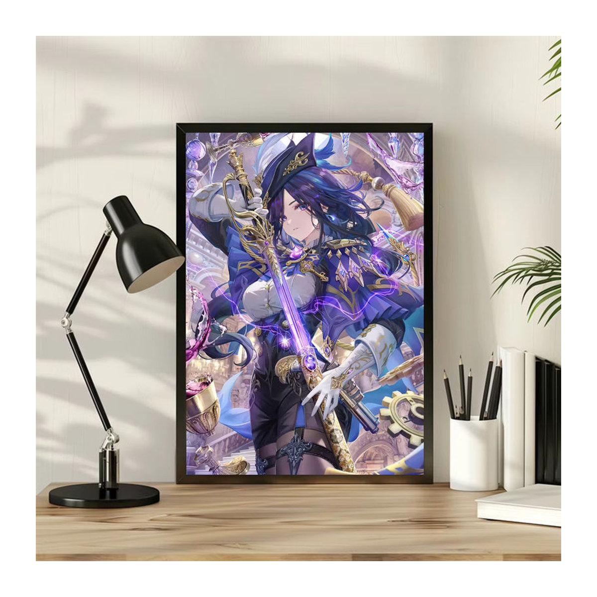 Selbstklebendes Wandposter Genshin Impact mit Motiv von Clorinde für die Dekoration von Schlafzimmer, Büro und Wohnzimmer, mehrfarbig - Bild 4