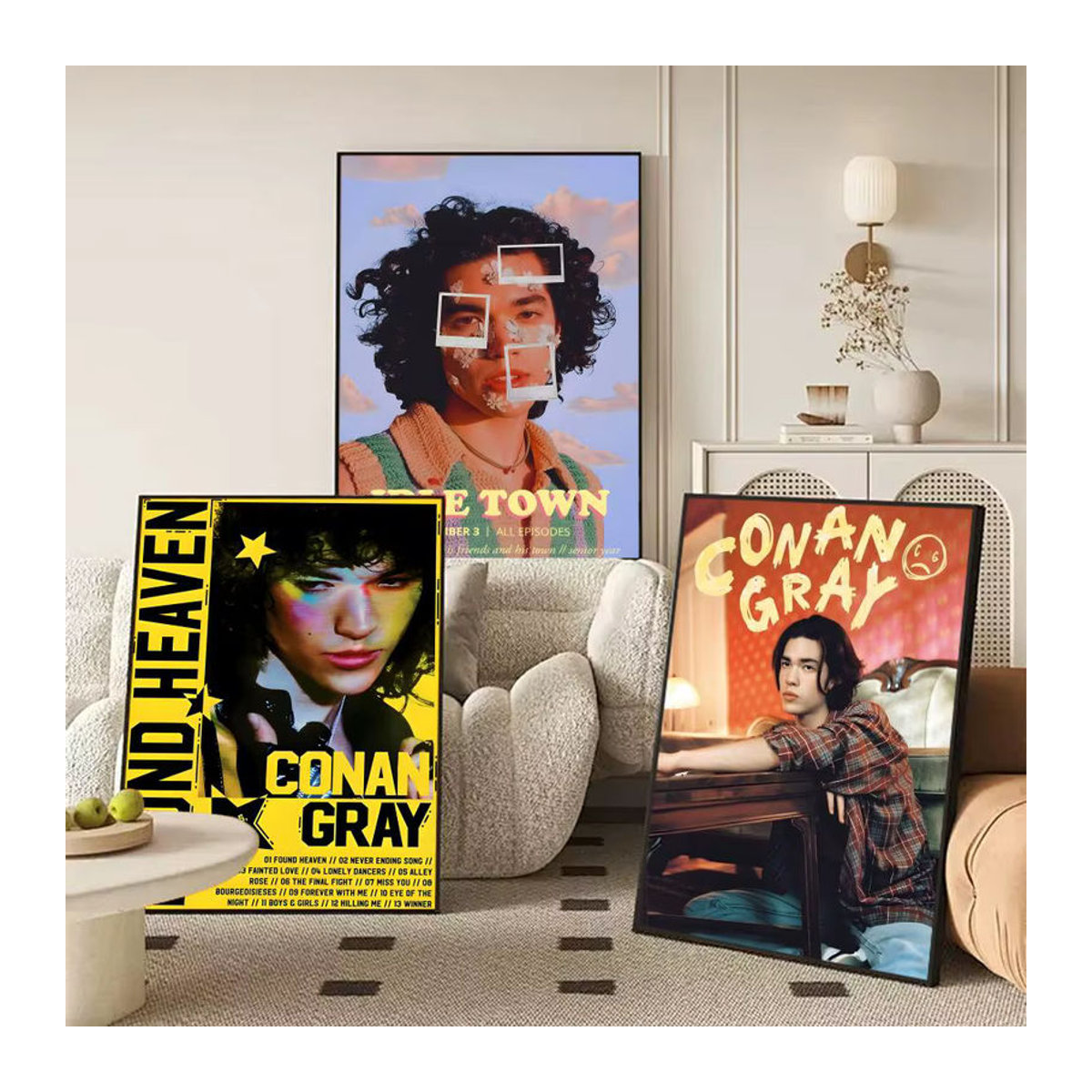 Selbstklebendes Wandposter Sänger C-Conan in Grau, Schwarz und Mehrfarbig, Rechteckige Wanddekoration aus Papier für Zuhause und Büro - Bild 2
