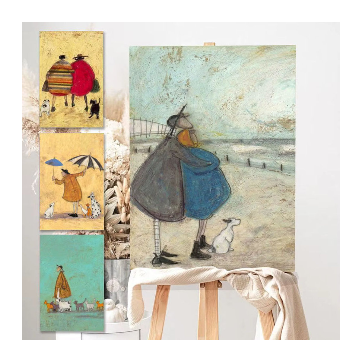 Selbstklebendes Wandposter von Sam Toft in abstrakter Tierdarstellung, mehrfarbig und schwarz, rechteckiges Textil-Poster im Hochformat - Bild 2