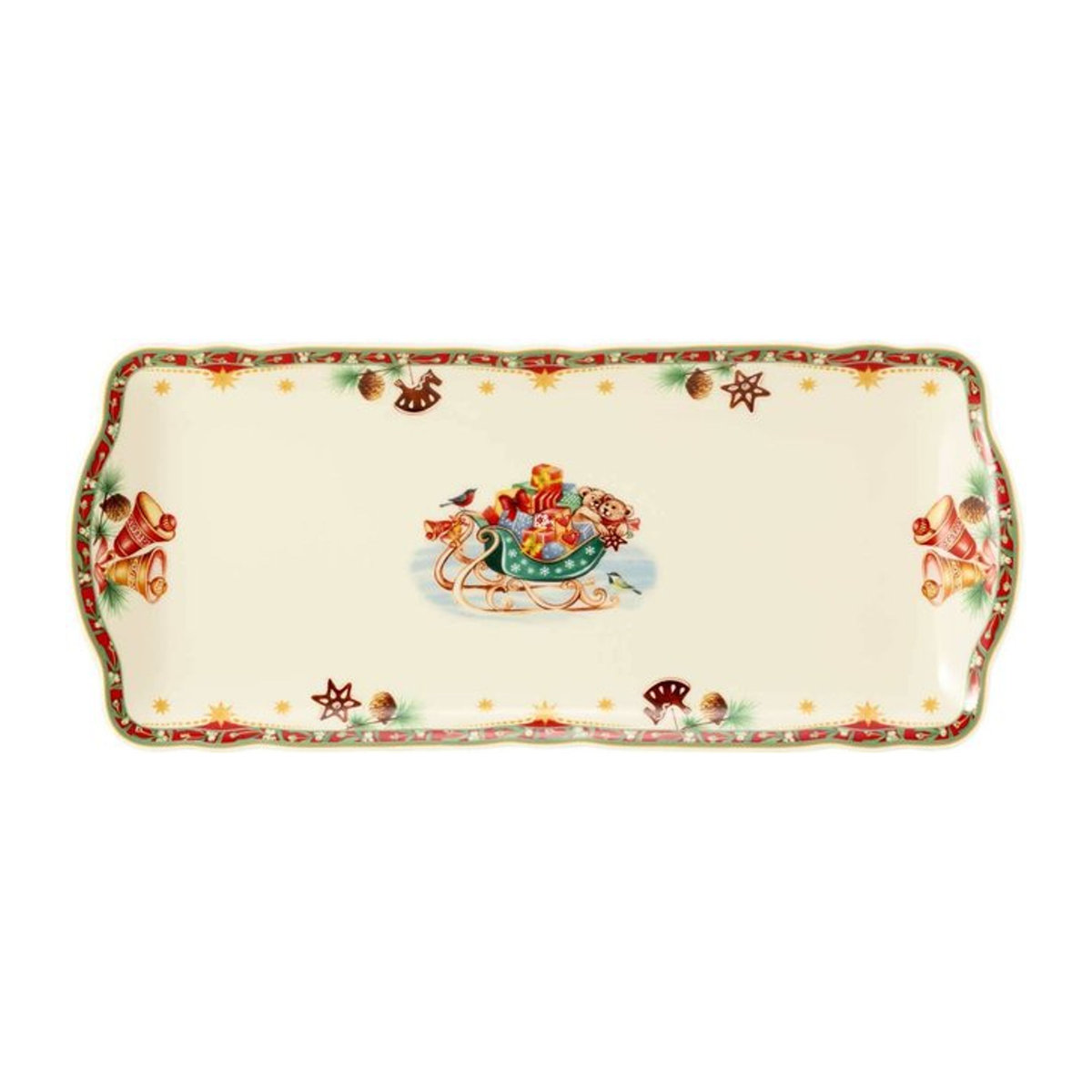 Seltmann Weiden Kuchenplatte Marieluise Weihnachtsnostalgie aus Porzellan in Creme mit floralem Design, B/T: 34,5 x 15 cm - Bild 1
