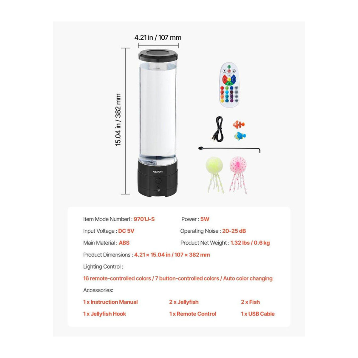Sensorielle LED Blasenröhre mit Fernbedienung, 16 Farben, Buying Solutions MB, Bunt, Höhe: 38,2 cm - Bild 8