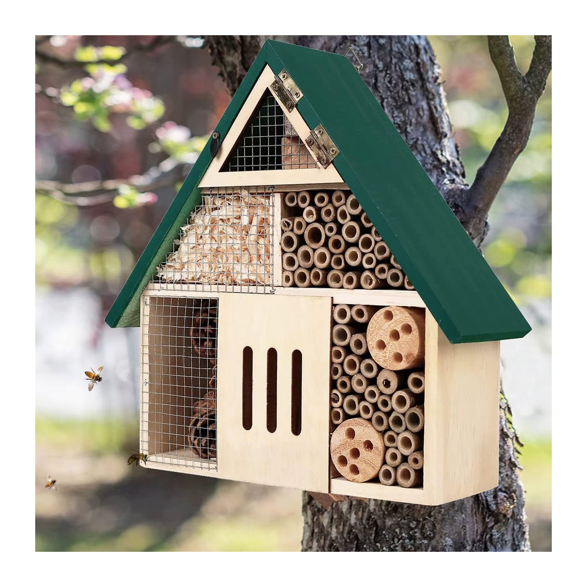 Serenable Insektenhotel aus Holz für Schmetterlinge, Bienen und Marienkäfer als wetterfeste Garten-Dekoration - Bild 2