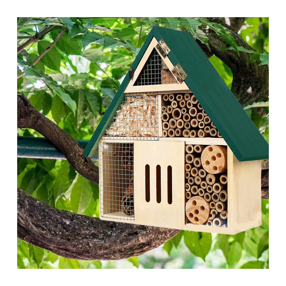 Serenable Insektenhotel aus Holz für Schmetterlinge, Bienen und Marienkäfer als wetterfeste Garten-Dekoration - Bild 4