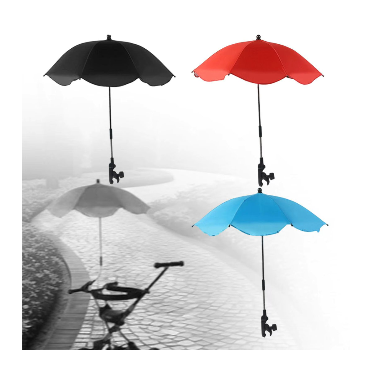 Serenable Strandkorb-Sonnenschirm mit verstellbarer Klemme, wasserdicht, ideal für Camping und Garten - Bild 2