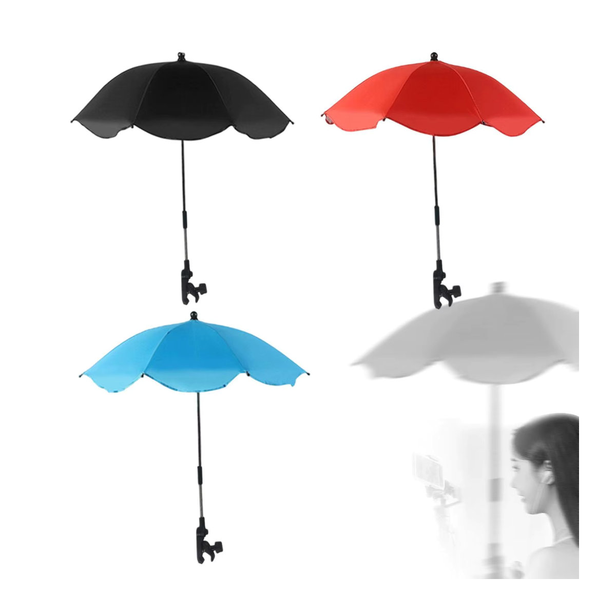 Serenable Strandkorb-Sonnenschirm mit verstellbarer Klemme, wasserdicht, ideal für Camping und Garten - Bild 3