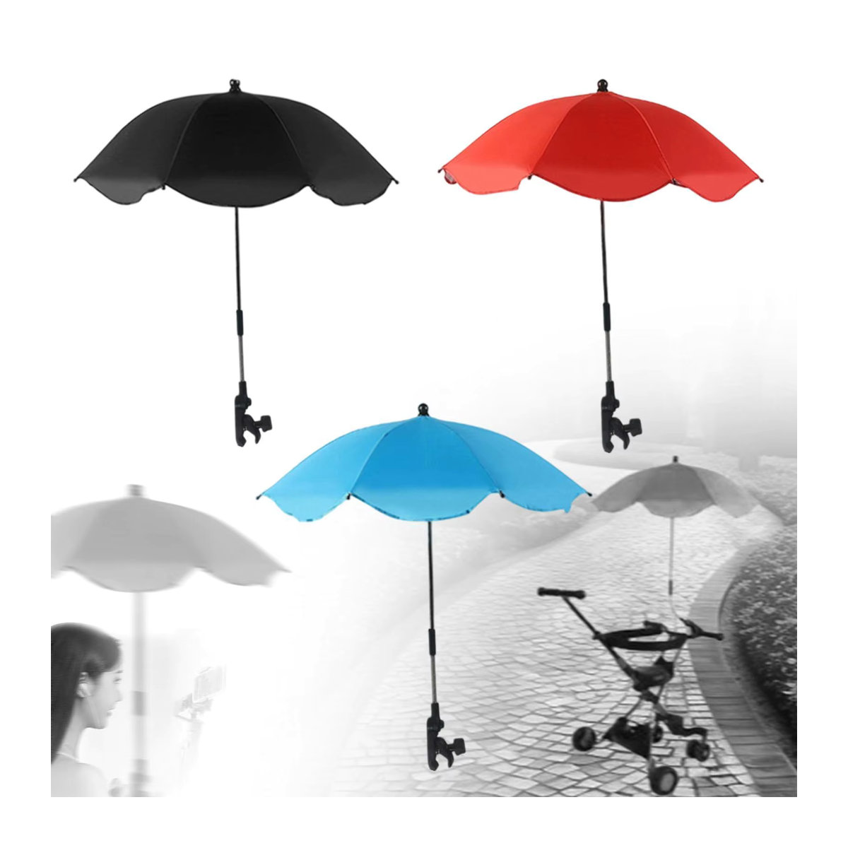 Serenable Strandkorb-Sonnenschirm mit verstellbarer Klemme, wasserdicht, ideal für Camping und Garten - Bild 4