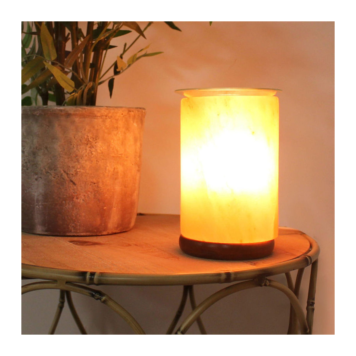 Serenity Rotsalz Aroma Tischlampe aus Naturstein in Rot und Orange, Höhe: 14 cm - Bild 4