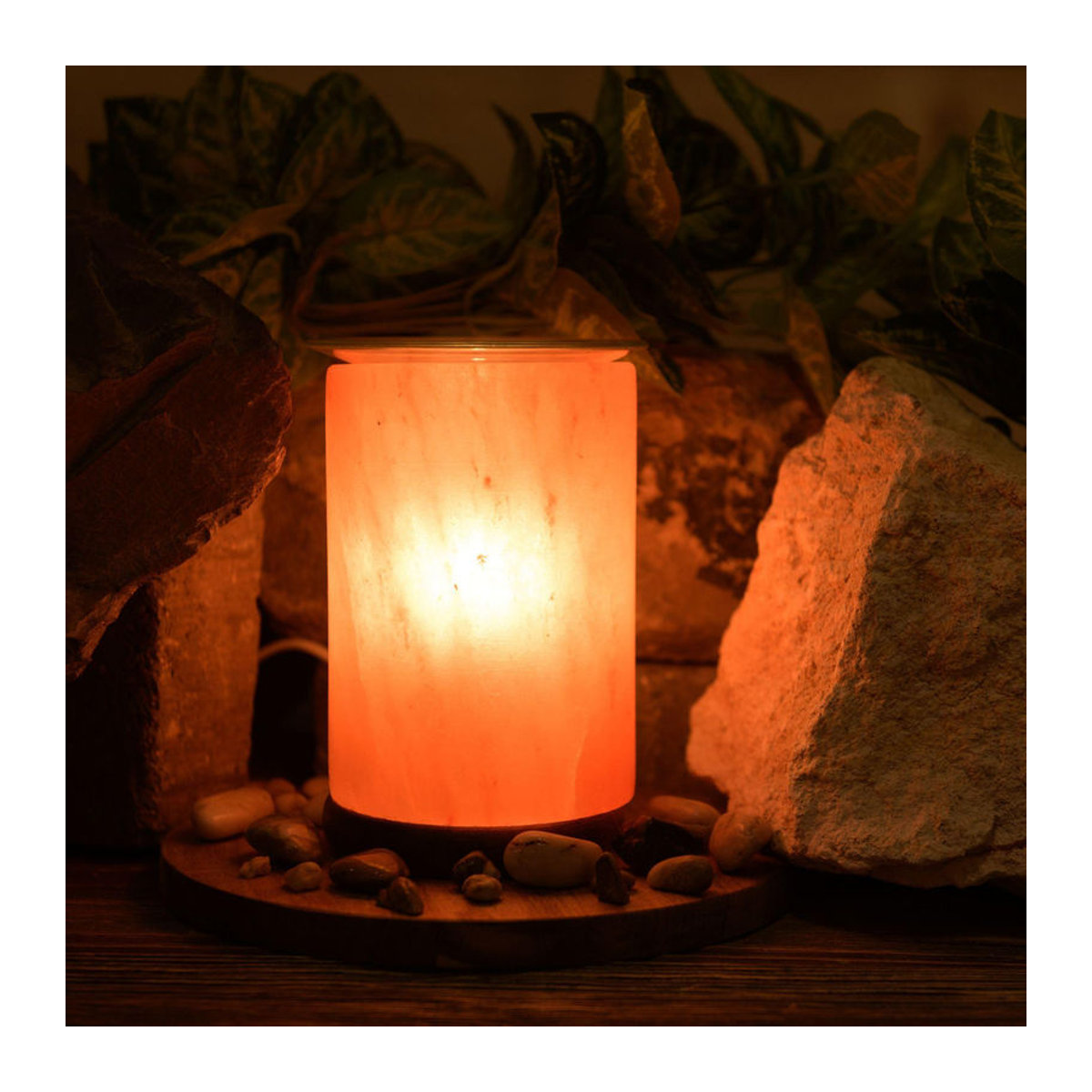 Serenity Rotsalz Aroma Tischlampe aus Naturstein in Rot und Orange, Höhe: 14 cm - Bild 5