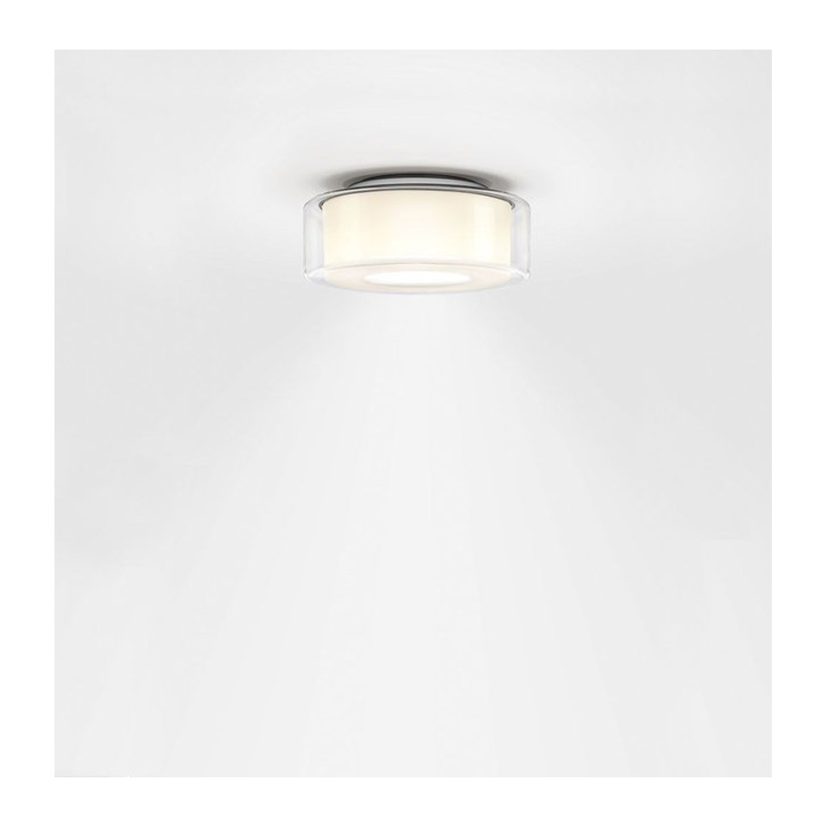 Serien Lighting Curling Ceiling S LED-Deckenleuchte mit klarem Glasschirm und zylindrischem Reflektor in Chrom mit dim2warm Funktion - Bild 1