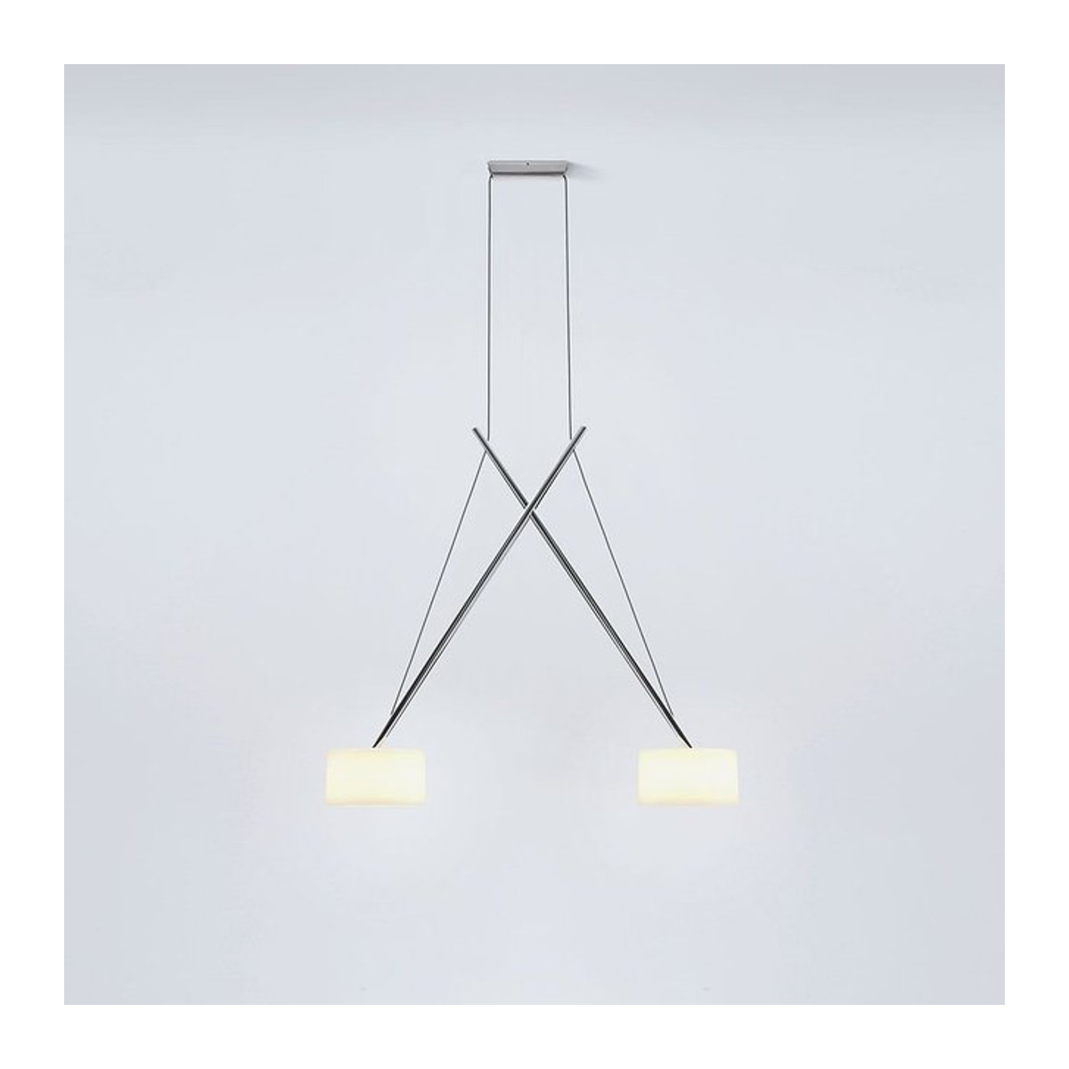 Serien Lighting Twin LED-Pendelleuchte aus Aluminium in Chrom mit Opalglas und warmweißem Licht (2700K) - Bild 1
