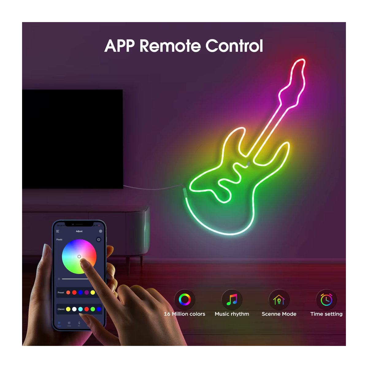 SerRickDon Intelligente RGBIC USB-Neon-LED-Streifenlichter in Bunt mit App-Steuerung und Musiksynchronisierung, wasserdichtes Neonseil mit dynamischen Effekten - Bild 3