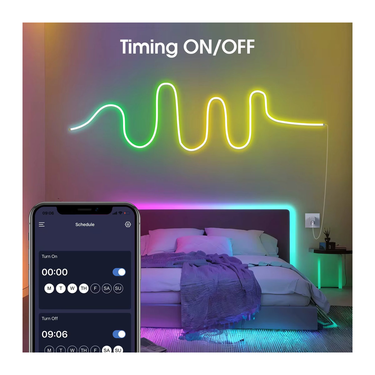 SerRickDon Intelligente RGBIC USB-Neon-LED-Streifenlichter in Bunt mit App-Steuerung und Musiksynchronisierung, wasserdichtes Neonseil mit dynamischen Effekten - Bild 4
