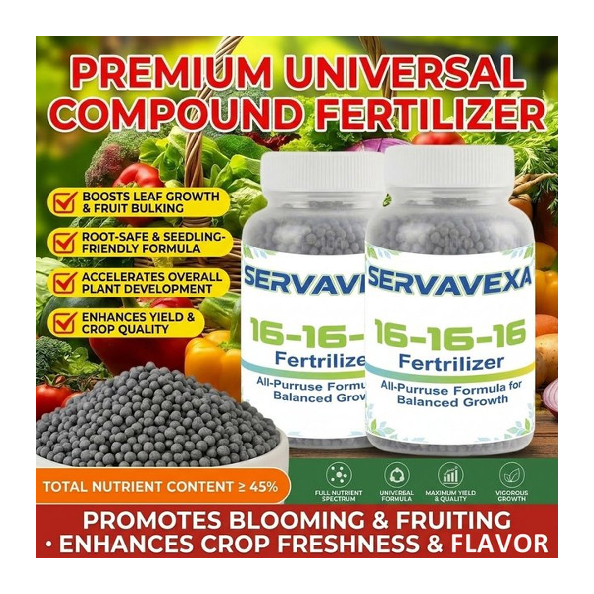SERVAVEXA NPK 15-15-15 Premium-Pflanzendünger in Granulatform für Zimmerpflanzen, Garten und Nutzpflanzen - Bild 1