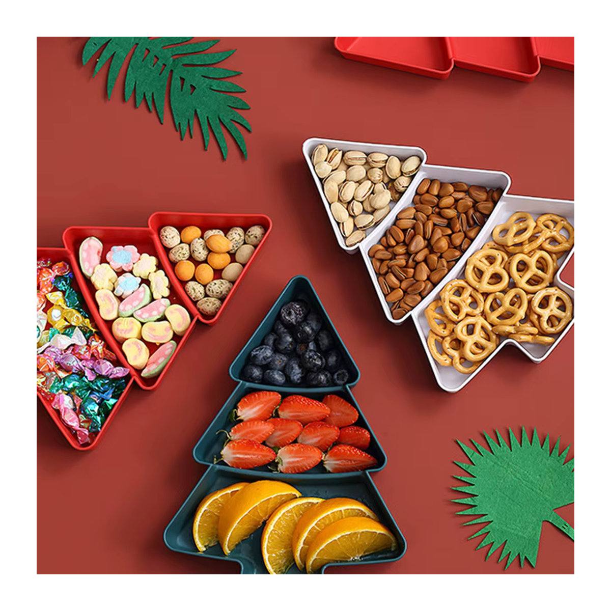 Servierplatte in Weihnachtsbaum-Form für Snacks und Desserts, mehrfarbig, Kunststoff - Bild 2