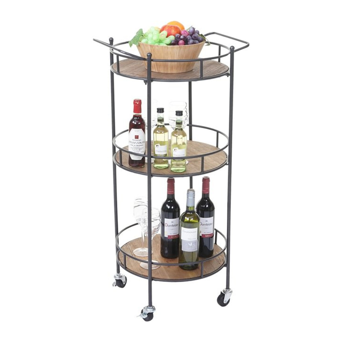 Servierwagen MCW-A43 aus massivem Tannenholz in Braun im Vintage Industrial Design, B/T/H: 100 x 50 x 43 cm - Bild 1