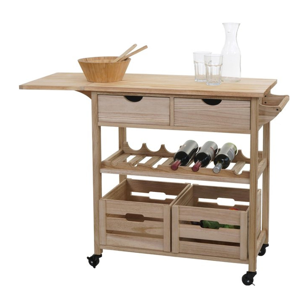 Servierwagen MCW-G35 aus Kiefernholz in Natur, Rollwagen im skandinavischen Design, B/T/H: 89 x 41 x 119 cm - Bild 1