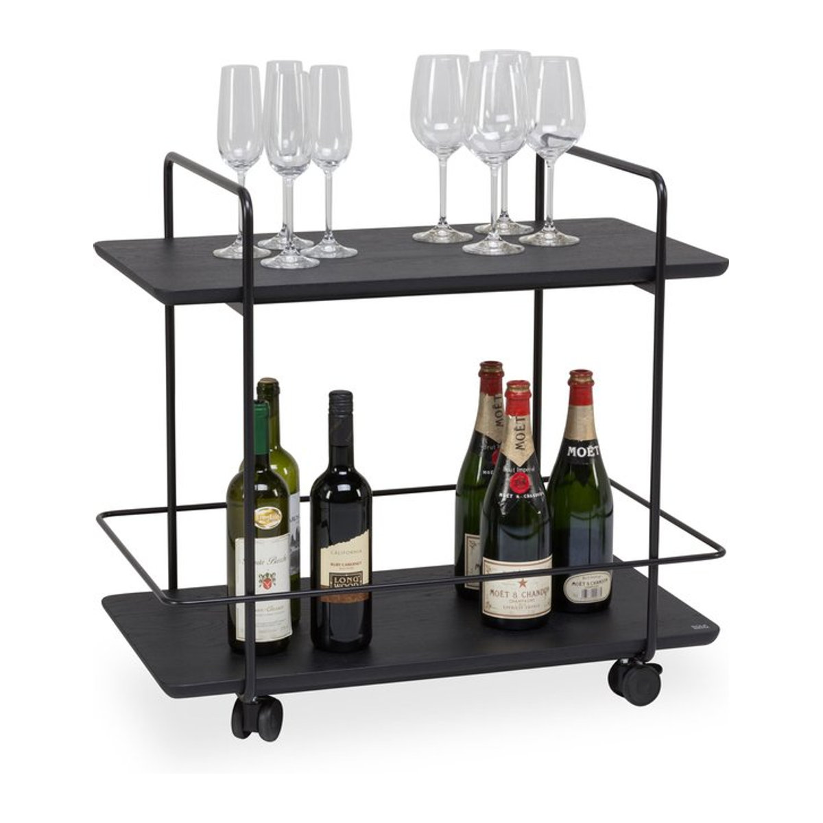 Servierwagen Rolf Benz 931 in Schwarz und Grau aus Eiche und Stahl im modernen Design, B/T/H: 70 x 40 x 22 cm - Bild 1