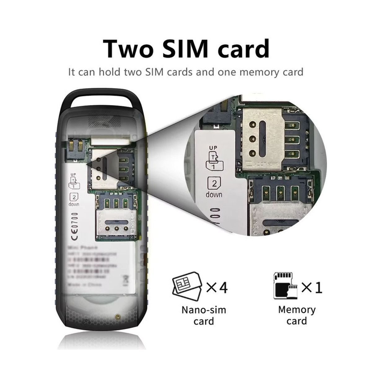 SERVO Mini Bluetooth Handy mit Musiksynchronisation und Sprachfunktion in Schwarz, Grün oder Blau - Bild 2
