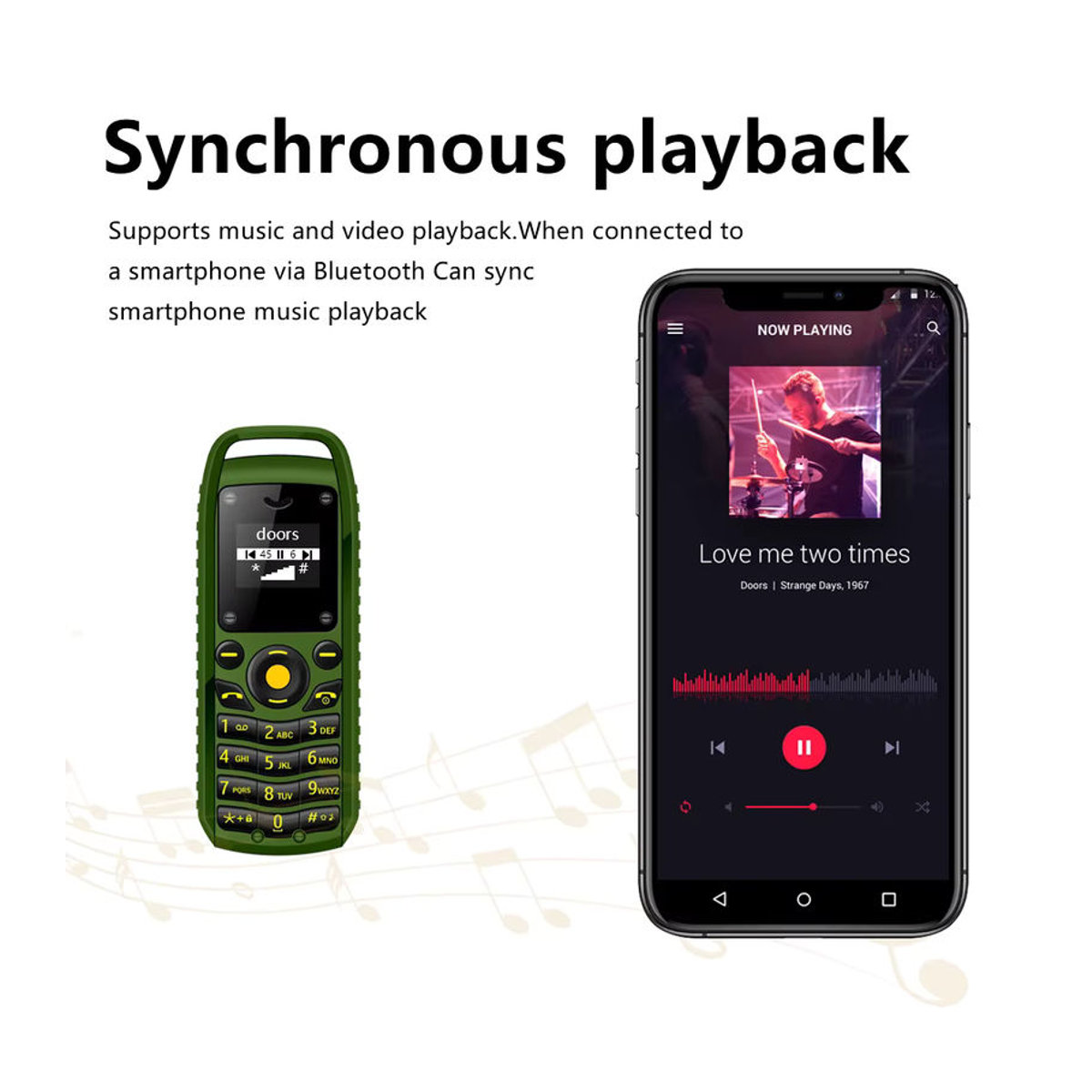SERVO Mini Bluetooth Handy mit Musiksynchronisation und Sprachfunktion in Schwarz, Grün oder Blau - Bild 5