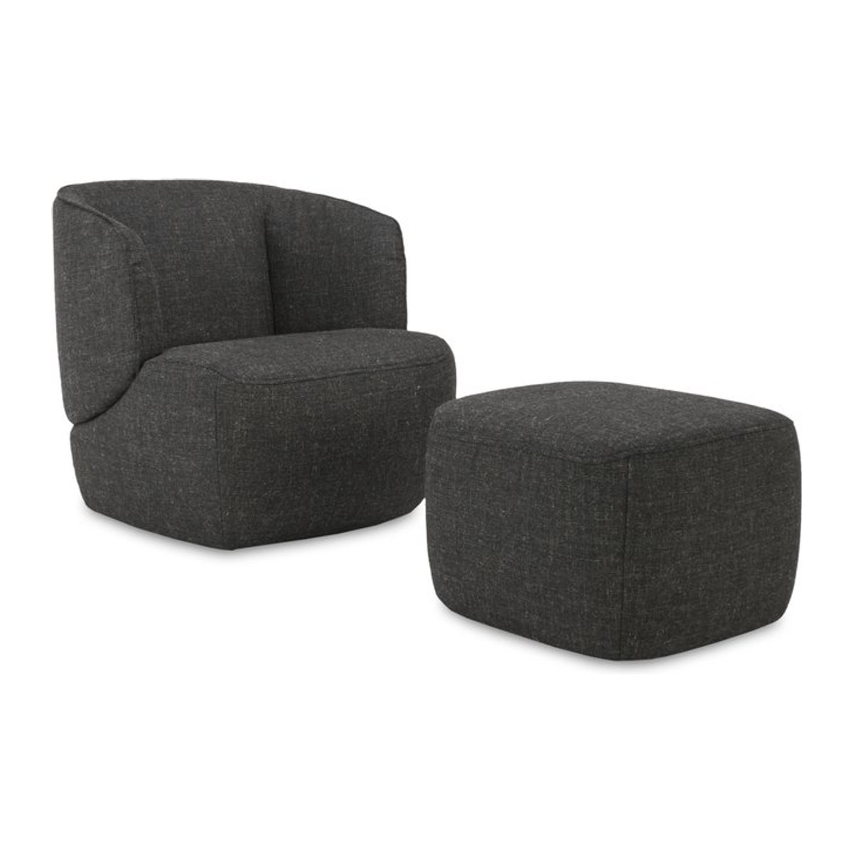 Sessel mit Hocker Rolf Benz 384 in Schwarz und Grau mit Stoffbezug im modernen Design - Bild 1