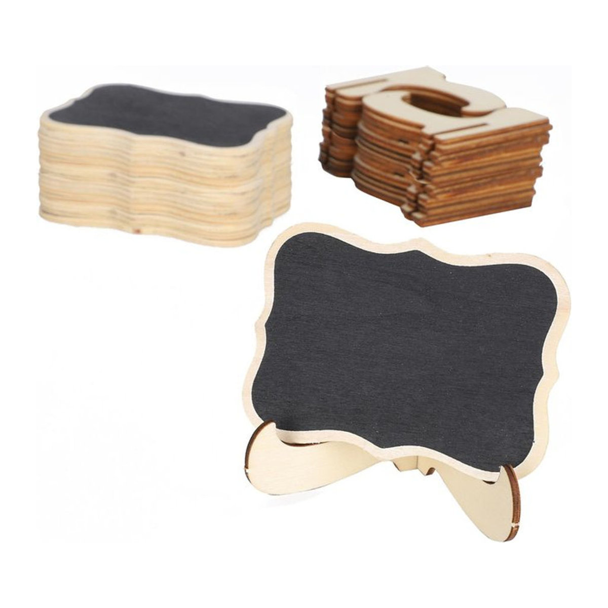 Set aus 2 Mini-Tafeln aus Holz in Schwarz und Braun für Hochzeitsdekoration und Bastelarbeiten von Igeteck - Bild 1