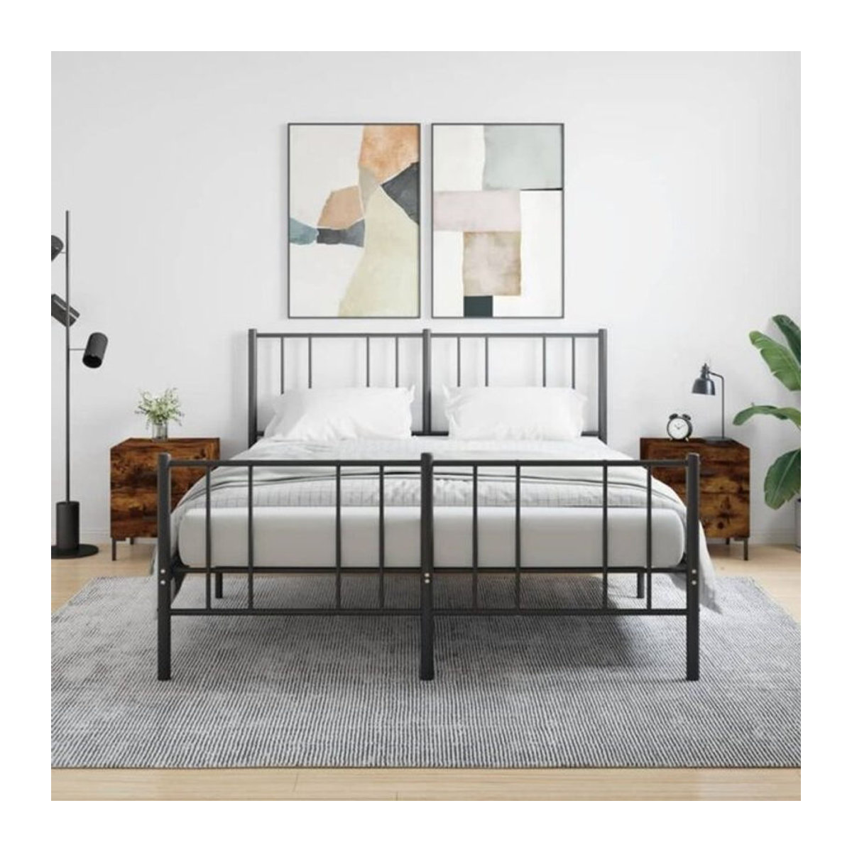 Set aus 2 Nachttischen von vidaxl in Räuchereiche, modern gestaltet aus Holzwerkstoff und Metall, B/T/H: 40 x 35 x 47,5 cm - Bild 1