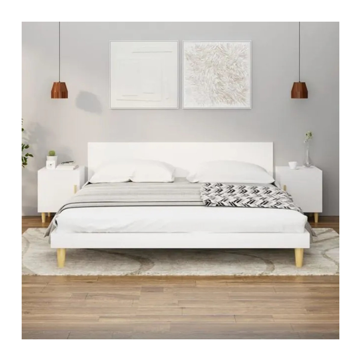 Set aus 2 Nachttischen von Vidaxl in Weiß aus Holzwerkstoff im skandinavischen Design, B/H: 40 x 50 cm - Bild 1